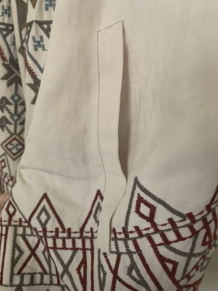 🦋 Chaqueta abierta fluida Johnny Was Biya bordada marfil seda lino talla XS NUEVA SIN ETIQUETAS Foto 4 de 4