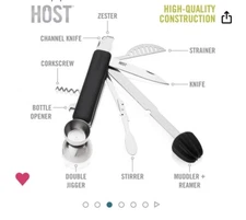 Silver 9-in-1 Cocktail Maker Multi-Tool Bar Ware Set Bartender Drinks