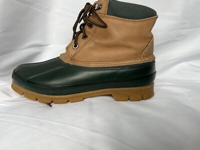 Lands End Mens 7 Womens 9 Boots Tan Green  Duck Thinsulate Waterproof EUC