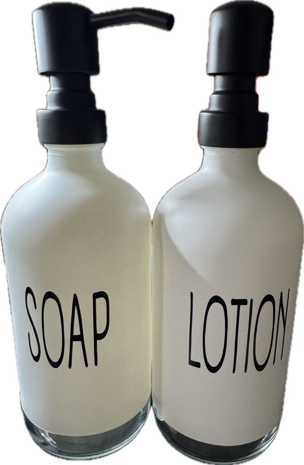 Soap Dispenser Set, with Stainless Steel Pump and Black Tray-image