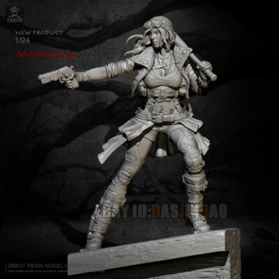 Unpainted 50MM Adventurer Beauty Girl Resin Figure Model Unassembled Kit I1N6