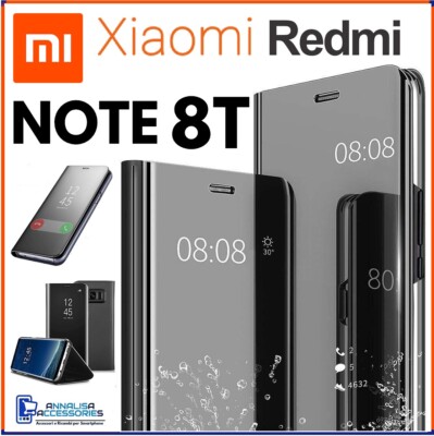 Pour XIAOMI REDMI NOTE 8T HOUSSE ETUI COQUE NOIR MIROIR CLEAR VIEW FLIP  CASE | eBay
