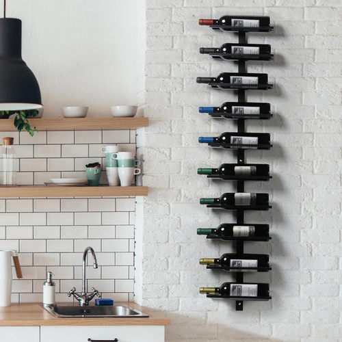 Portabottiglie Vino Da Parete Scaffale Vini 126 Cm in Metallo per 10 Bottiglie S - Foto 2 di 12
