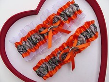 NEW Mossy Oak Camouflage Camo Orange White Wedding Garter Prom Gun Hunting Chick