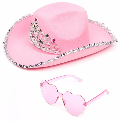 Pink Cowgirl Hat with Heart Glasses 