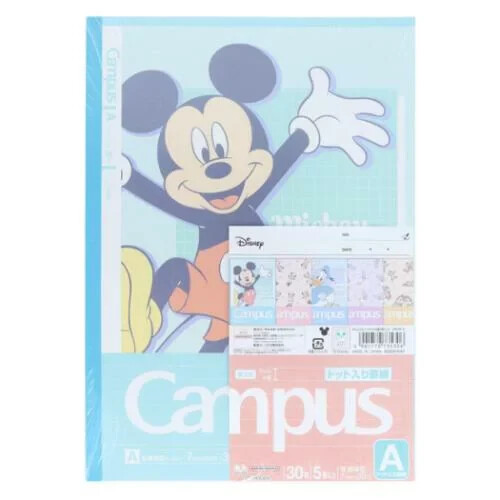 Disney Mickey Mouse Dot Ruled A-Line Notebook 5-Pack, Japanese Style Campus Notepad