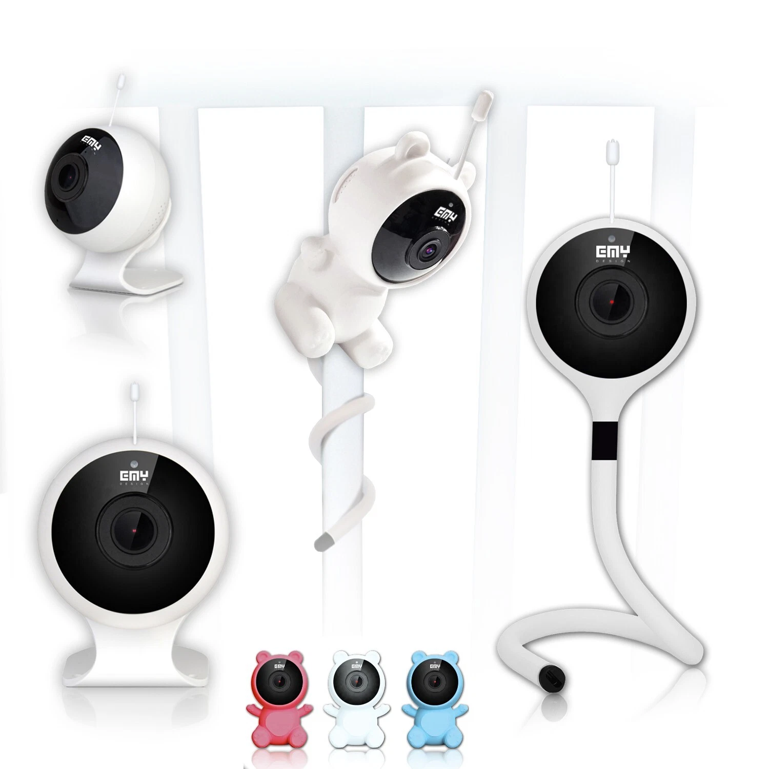 Smart Baby Monitor Audio Video WiFi Detects Crying Motion Temperature - White