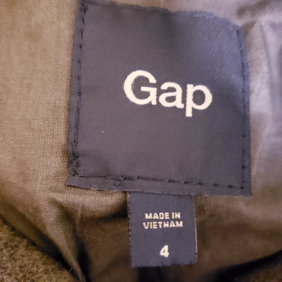 Chaqueta Gap Mujer Talla 4 Gris Botón Frontal Mezcla Lana Estilo Militar Borde Cinta Foto 3 de 4