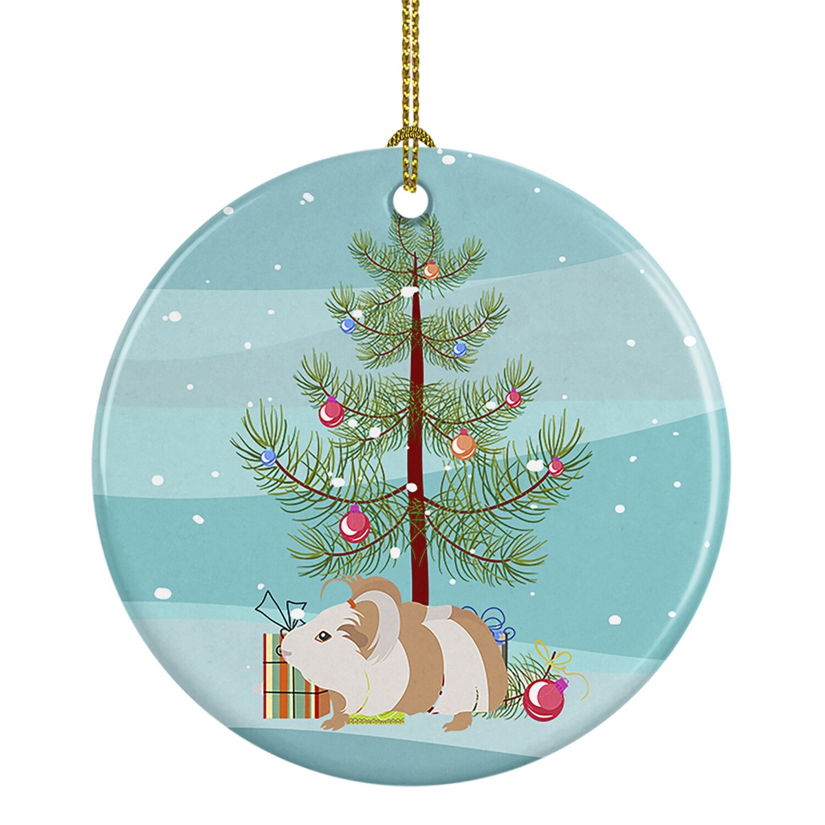 Silkie Guinea Pig Merry Christmas Ceramic Ornament CK4446CO1