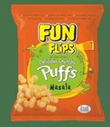 fun flips masala flavour puffed snacks (pack of 12 ) 18 grm each