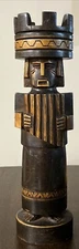 VINTAGE MCM ART DECO LARGE CHESS PIECE KING WOODEN CANDLE STAND ATOMIC RETRO