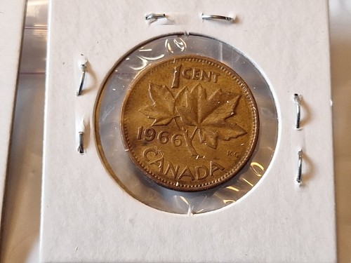 Set of 2 - 1966 Canada 1C Penny Coin Elizabeth II D.G. - KM 59.1 - Bronze/Copper - Picture 8 of 24