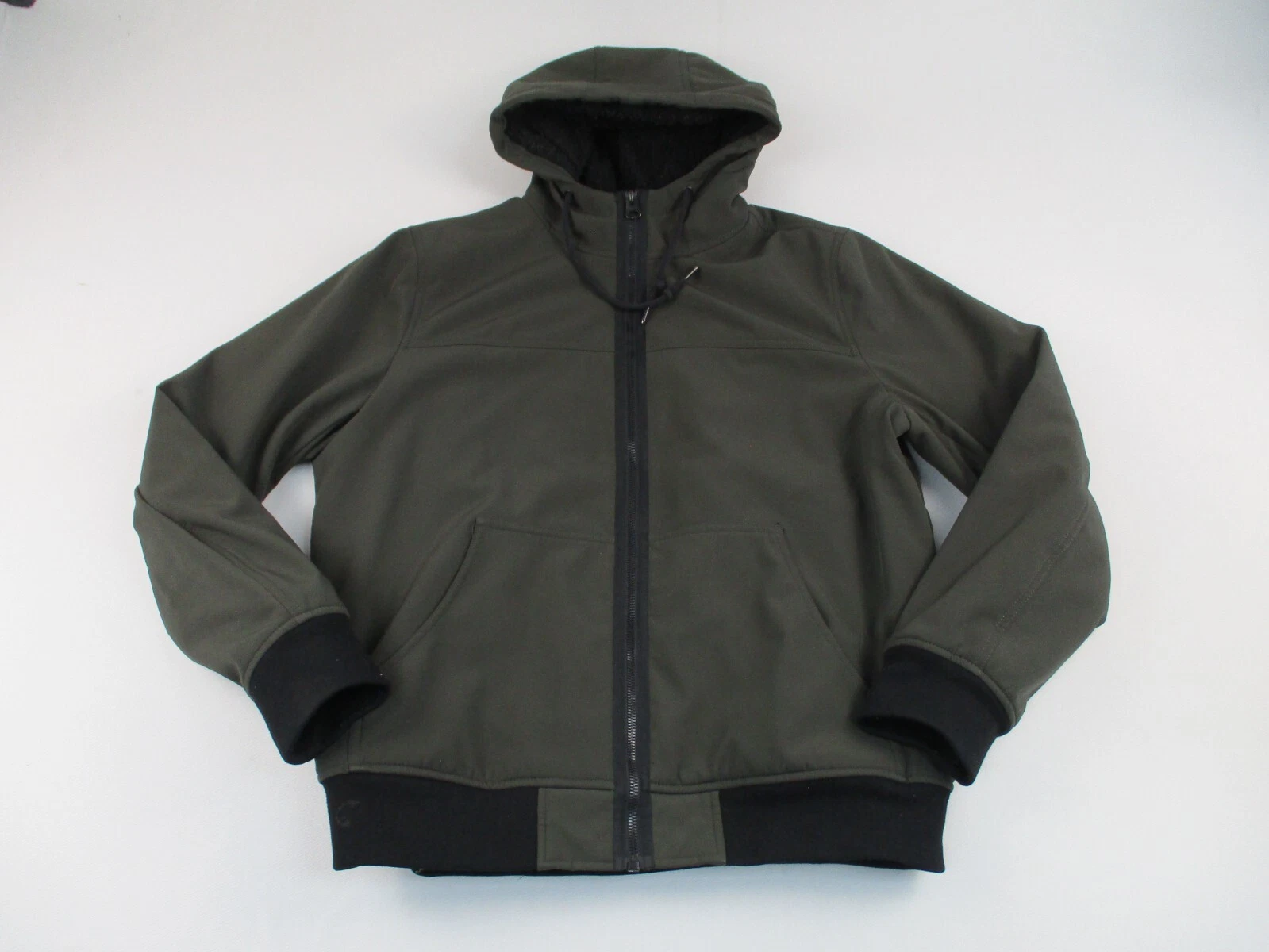 Levis Softshell Jacket Mens Large Gray Zip Hooded Casual Sherpa Lined