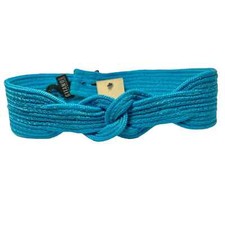 NWT Vintage Braided Woven Knot Turquoise Belt SZ S/M Hook Loop Closure