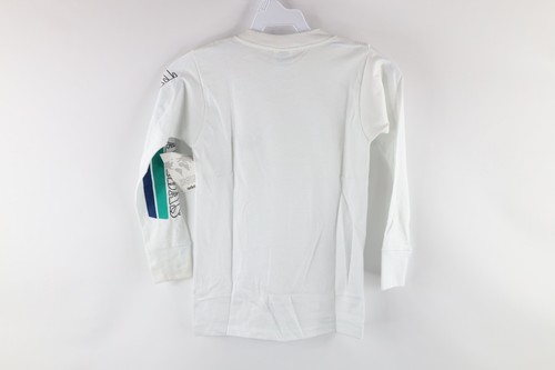 NOS Vtg 80s Adidas Boys Size S Spell Out Trefoil Long Sleeve T-Shirt White USA - Picture 7 of 10
