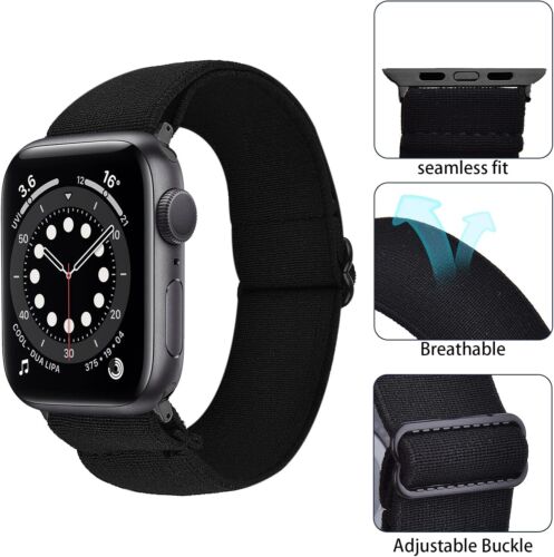 Stretchy Nylon Solo Loop Bands For Apple Watch iWatch Series Ultra 2 10 9 8 7 6 - Picture 8 of 31