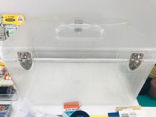 Vintage Plastic Sewing Storage Case Box Wil Hold. Filled with Notions. 2 trays - Picture 18 of 19