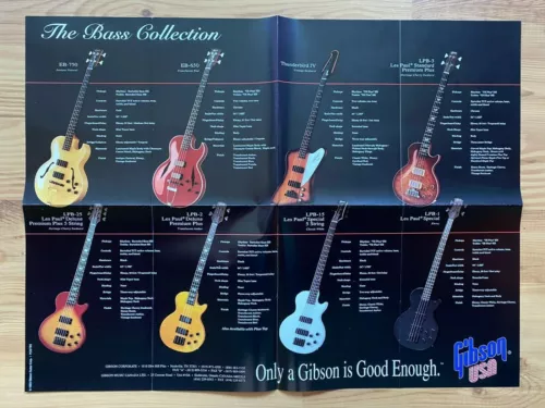 1993 Gibson "THE BASS COLLECTION" Poster 24"x18"-w/ Nikki Sixx on back side