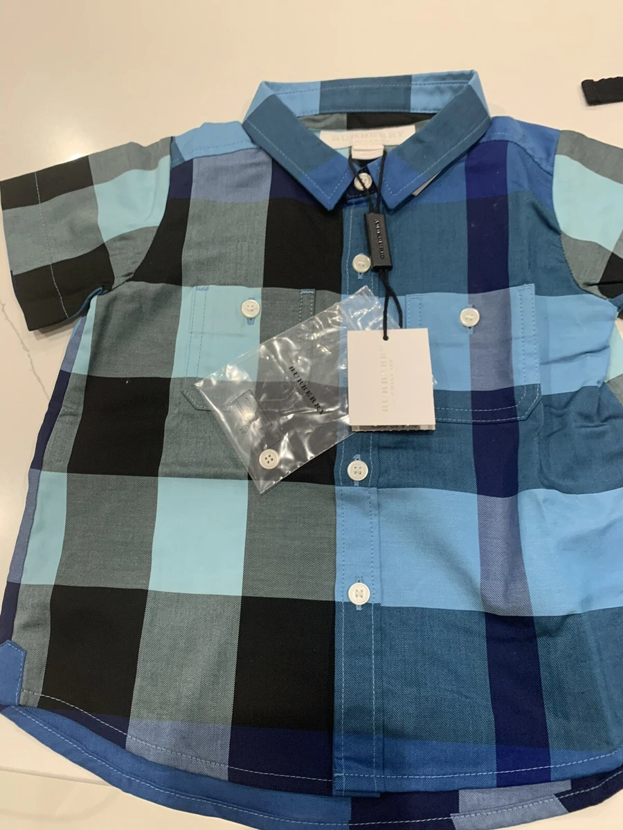 Burberry Kids Blue & White Check Cardigan