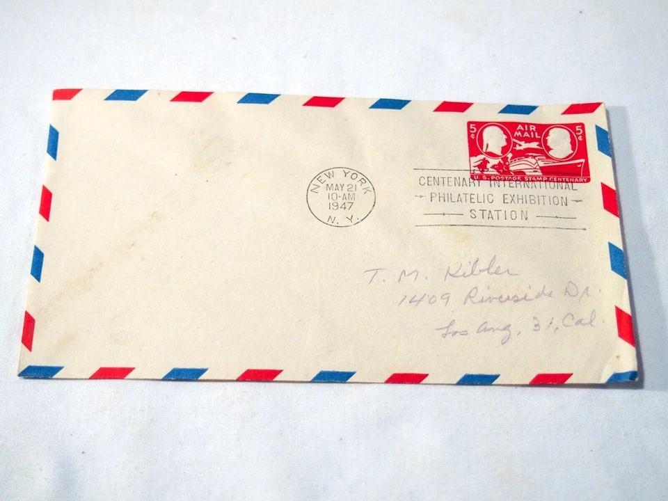 1947 prepaid 5 cent Washington Franklin embossed envelope first day cover CIPEX - Image 3 of 4