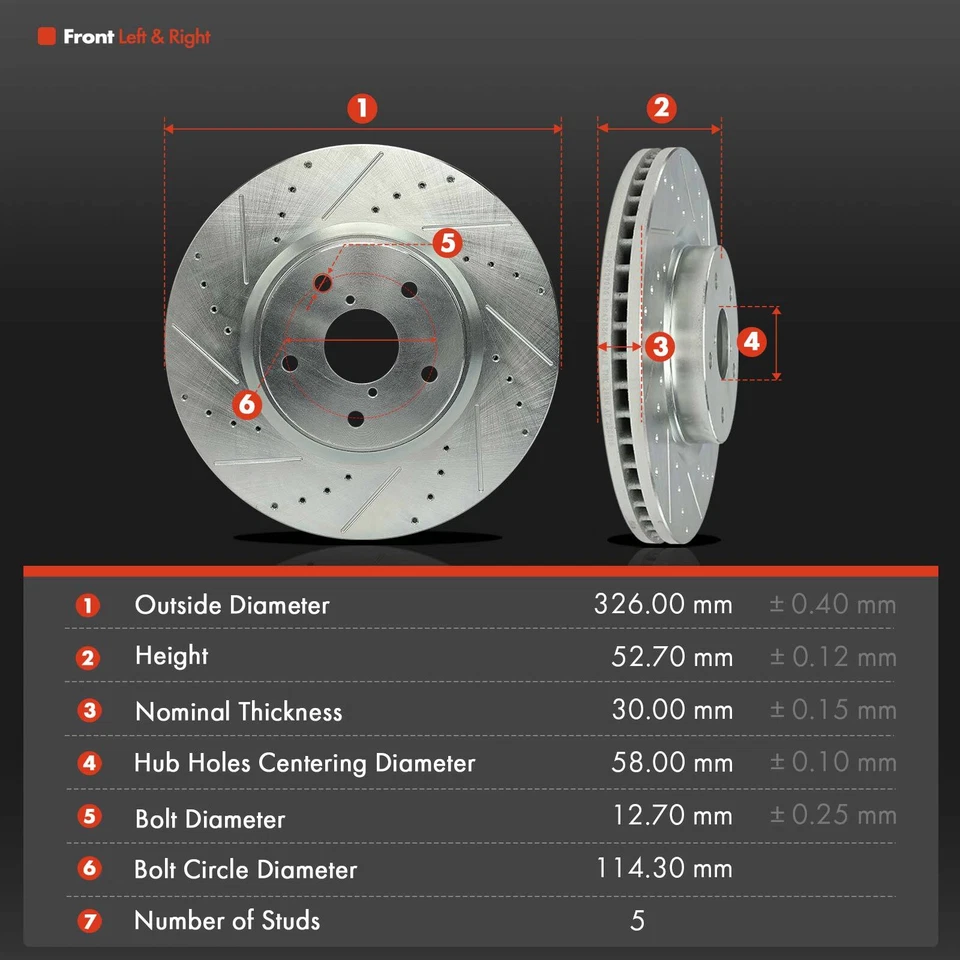 12 peças rotores dianteiros e traseiros perfurados e pastilhas de freio para Subaru Impreza Subaru WRX STI - Imagem 3 de 4