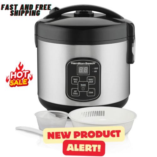 Crock pot Digital Programmable Rice Cooker & Food Steamer, 8-Cup Cooked, with St