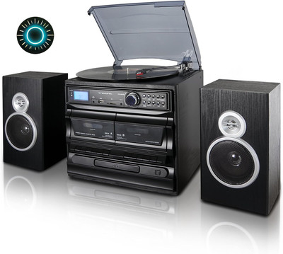 Trexonic 3-Speed Turntable with CD Player Dual Cassette Player BT FM Radio & USB