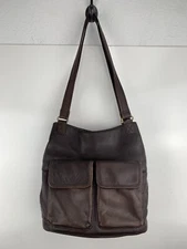 Vintage Mila Paoli Purse Leather Shoulder Bag Brown Bucket Bag Organizer