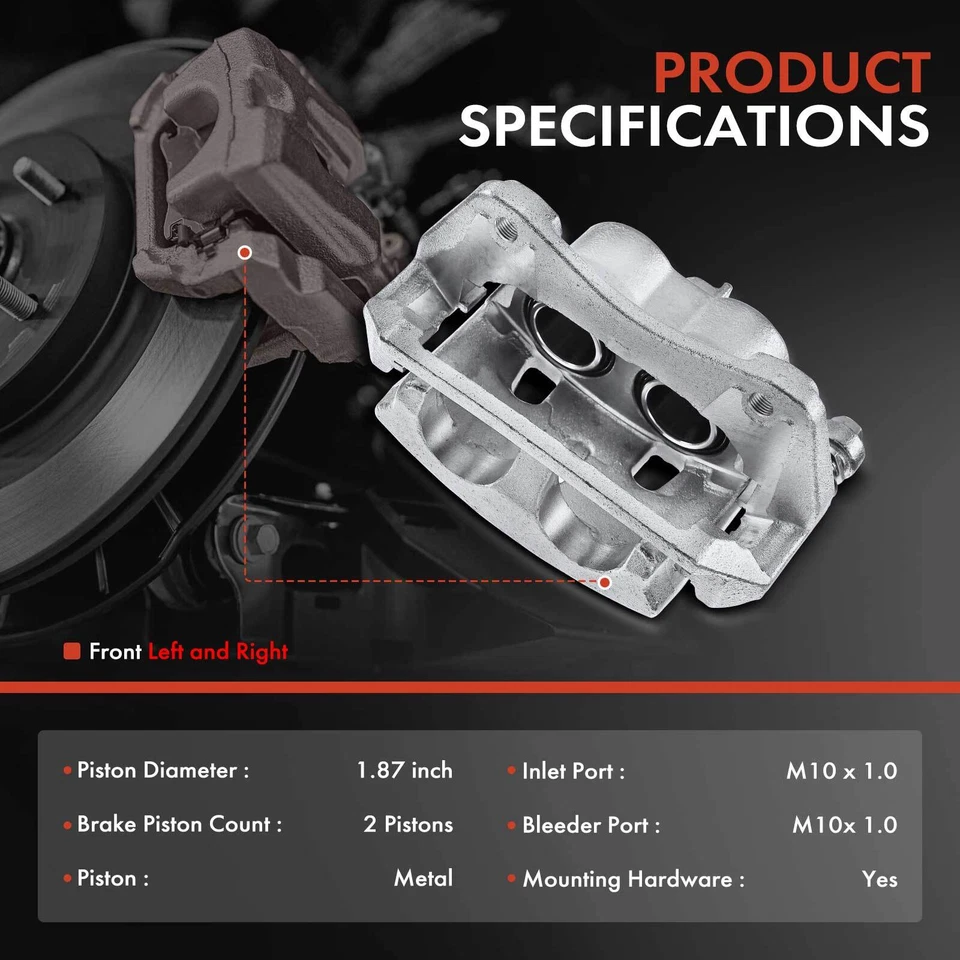 Front Left & Right Disc Brake Calipers with Bracket for Honda Pilot 2009 - 2015 - Image 2 of 4
