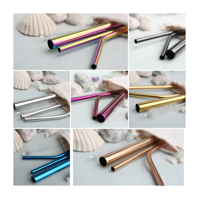 Wiederverwendbare Trinkhalme Strohhalme Set + Beutel Boba Smoothie Tragbar Bubble Tea