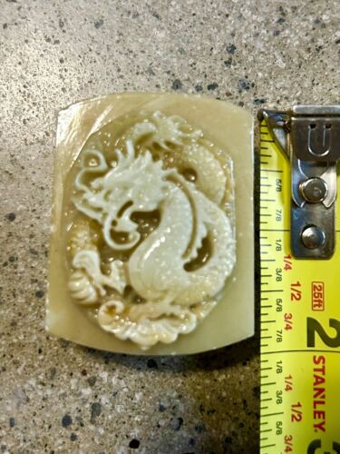 Antique Chinese Heitan jade Jadeite Hand Carved Stone Belt Buckle 2.2oz - Picture 3 of 11