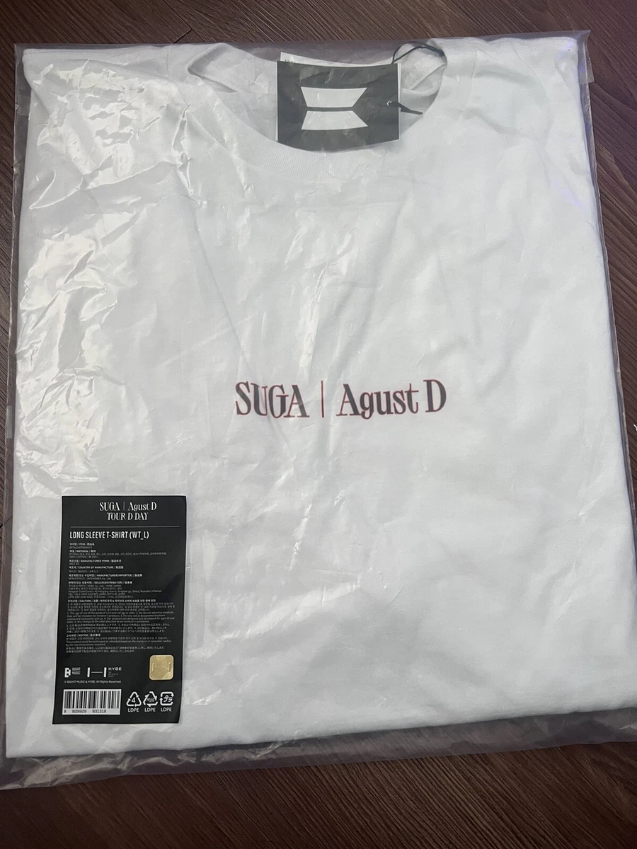 SUGA AGUST D TOUR D-DAY WHITE LONGSLEEVE T SHIRT - OFFICIAL MERCH. SIZE LARGE