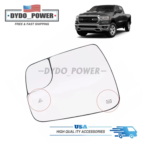 New Mirror Glass Left Driver Side 68402094AA For 2019 2020 2021 Dodge Ram 1500