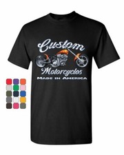 Custom Motorcycles T-Shirt Biker Chopper American Tradition USA Mens Tee Shirt