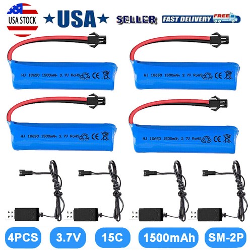 4PCS 3.7V 1500mAh 15C Rechargeable Li-ion Battery For RC Toys Airplane Car Boat - Picture 10 of 10