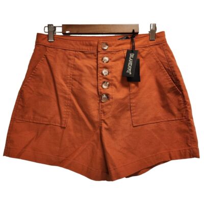 Blank NYC Rust Orange High-Waisted Button-Front Shorts Casual Summer