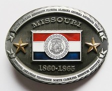 PATRIOTIC COWBOY WESTERN THE SNOW ME STATE OF MISSOURI FLAG BELT BUCKLE