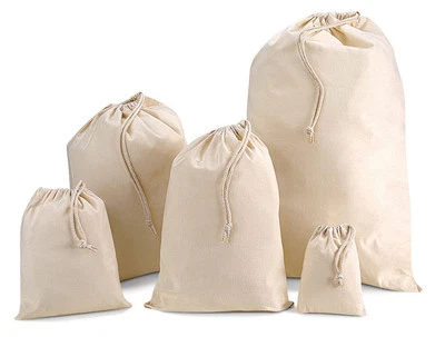 WESTFORD MILL Cotton bags drawstring, wedding favours/stuff/gift/laundry storage 5 colours