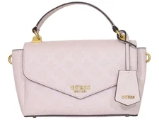 Guess Women's Zanelle Handbag Top Handle Flap Shoulder Crossbody Light Rose Logo