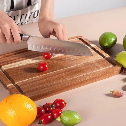 Acacia Wood Cutting Board Solid Wood Fruit and Steak Chopping Board Unpainted - Picture 3 of 6