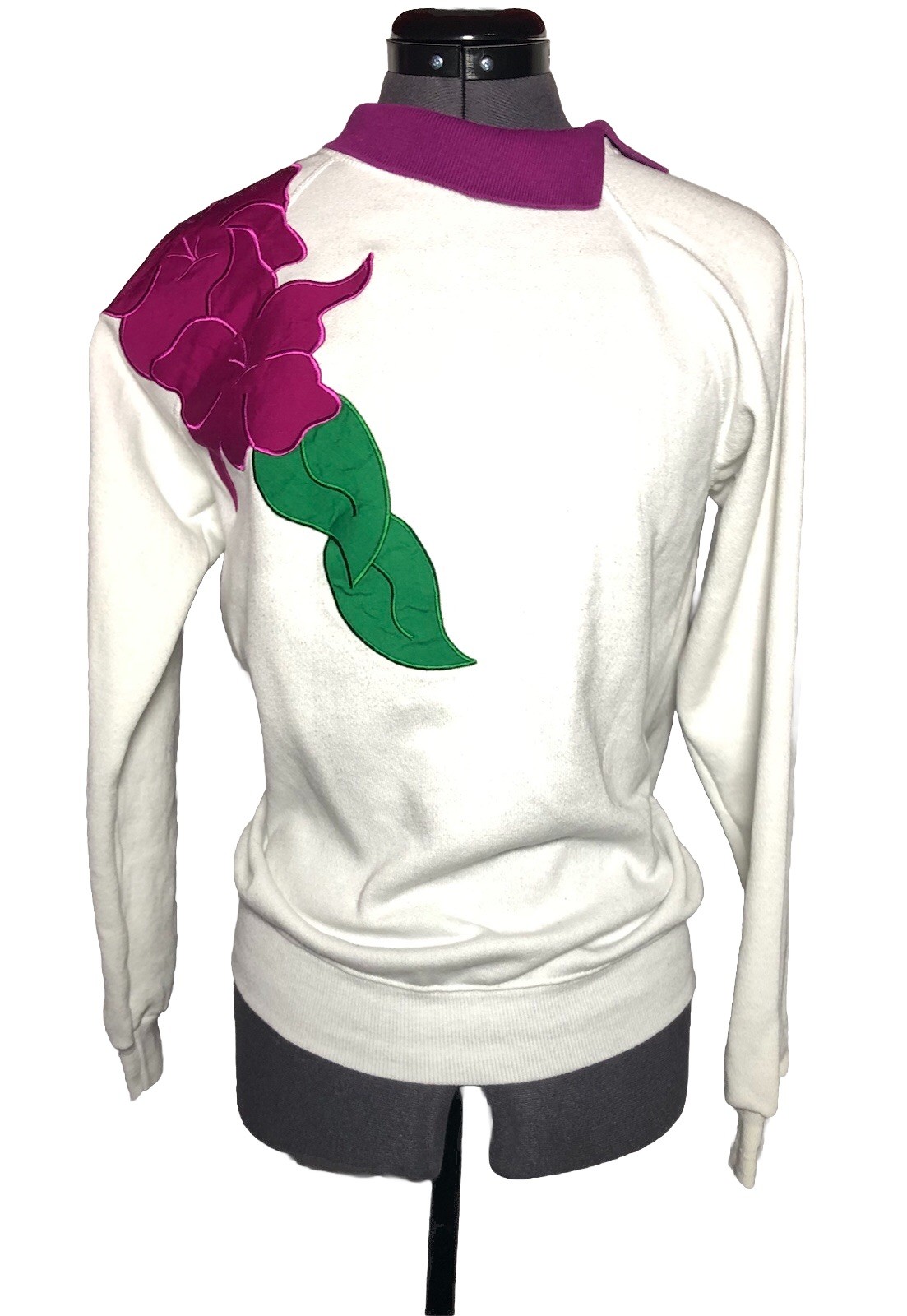 Vintage 90s Granny Sweatshirt Floral Applique Cottagecore Pullover Hanes Grandma