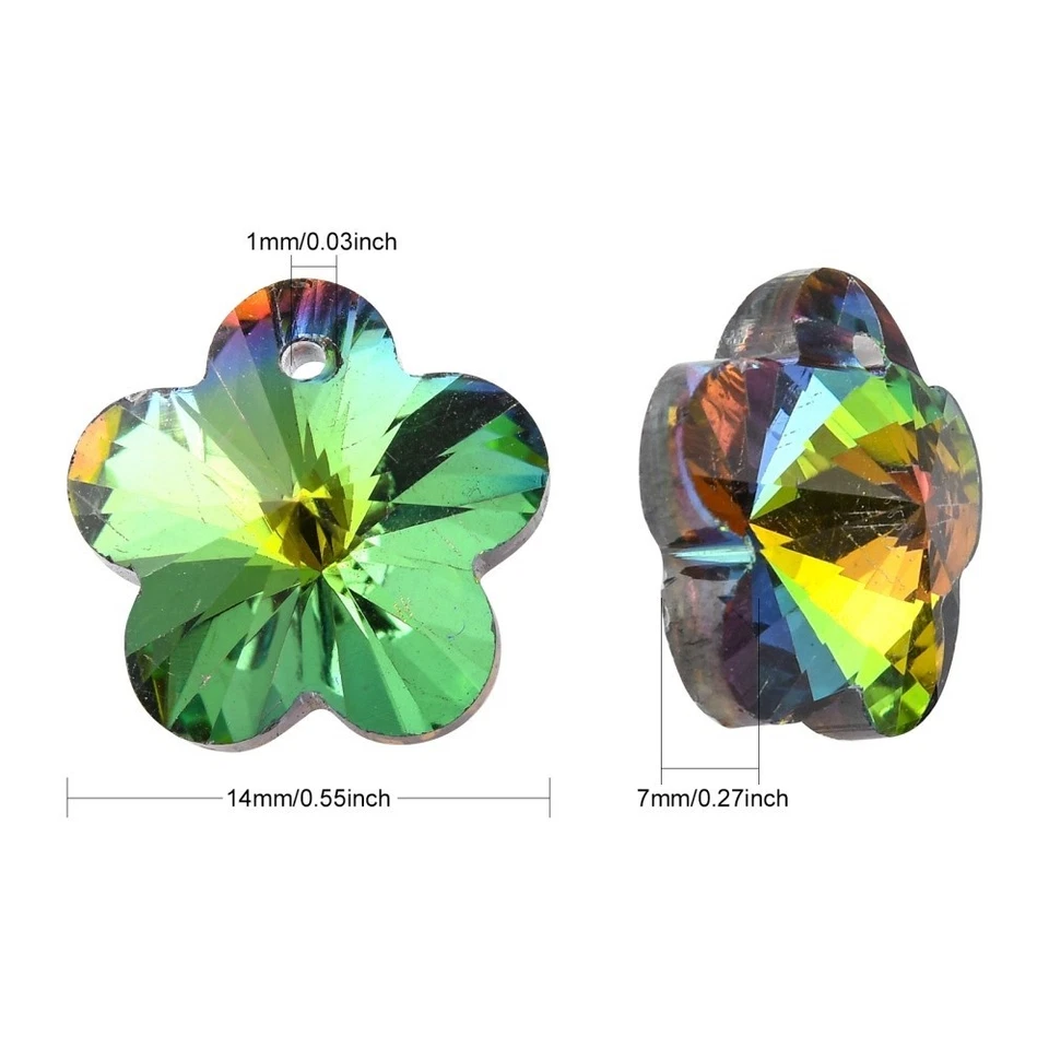 2 x Multi Coloured Electroplated Flower Shaped Faceted Glass Beads. - Image 3 of 3