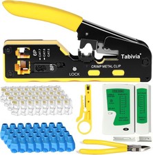 RJ45 Crimp Tool Kit Pass Through Ethernet Crimping Tool  Cat7 Cat6 Cat5e Cat5 C