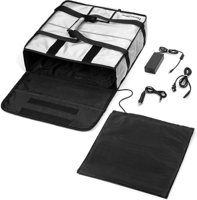 Homevative Electric Heated Pizza Delivery Bag Insulated 3 Large Boxes 12V AC