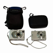 Sony Cyber-Shot Cameras Lot of 2 DSC-W1 / DSC-W50 w/Battery PARTS ONLY w/cases