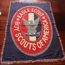 Boy Scouts of America Eagle Scout Logo Throw  Blanket BSA Once & Always Woven