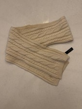 Vintage Ralph Lauren Cream Lambswool Angora Cable Knit Scarf Preppy Wool Soft