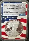 2019-S Proof $1 AMERICAN SILVER EAGLE NGC PF70UC FLAG CORE HOLDER