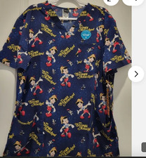 Cherokee Pinocchio Scrubs Disney Tooniforms Mens Size M, V-Neck Top, Brand New