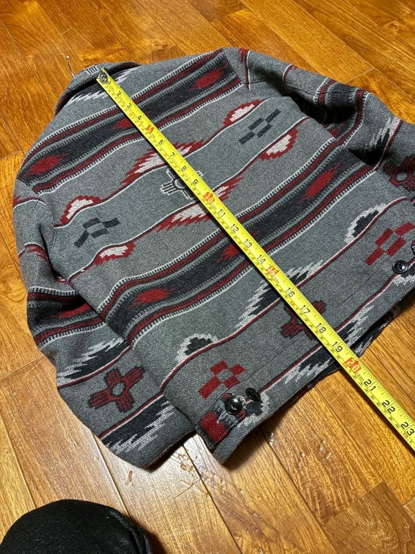 Native American Pattern Zip-Up Jacket Gray Red Si… - image 10
